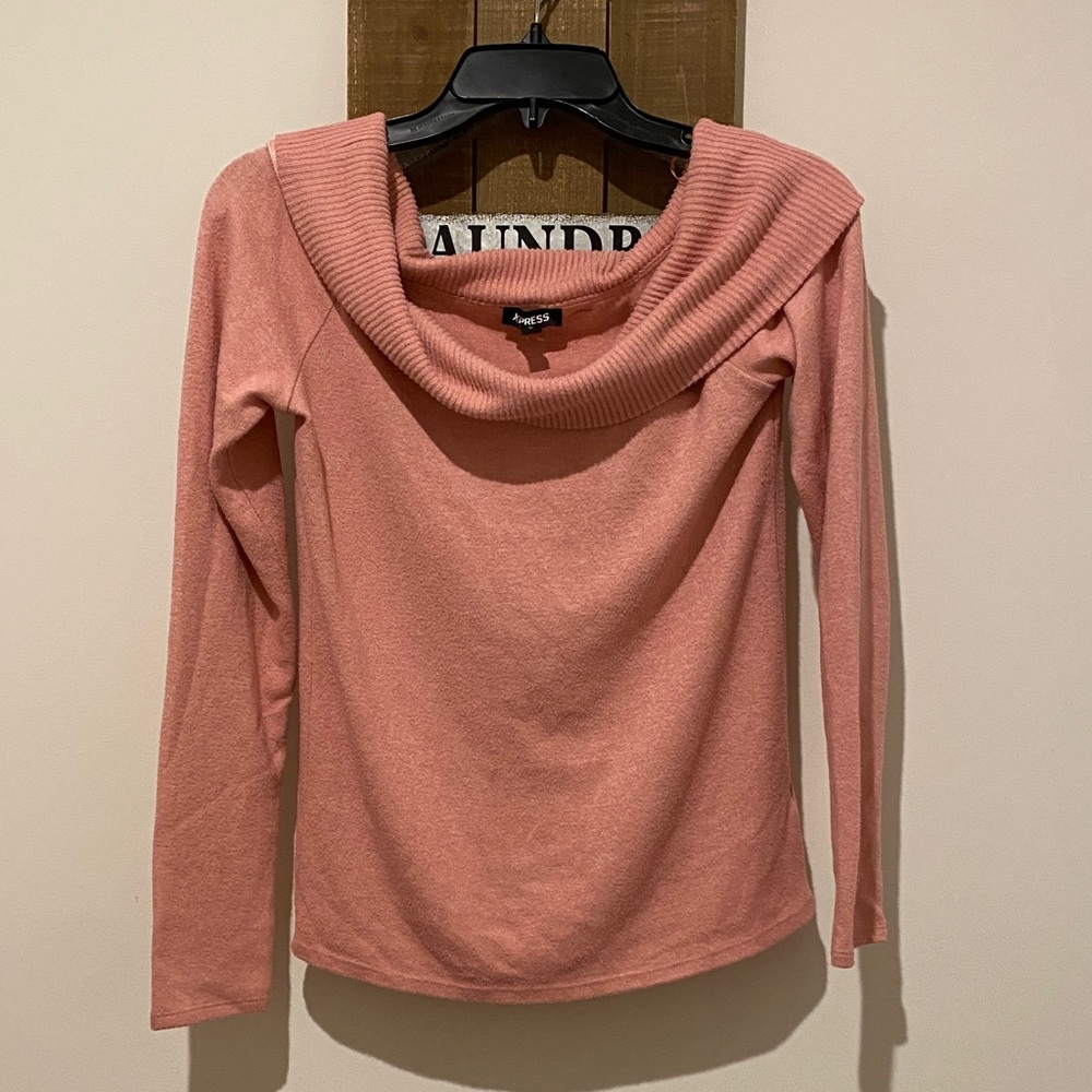 Express Soft Pink Cowl Neck Sweater
